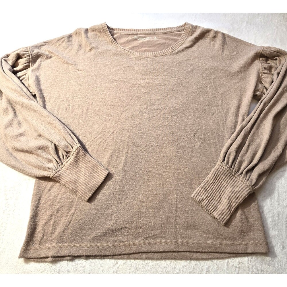 Abercrombie & Fitch Sweater Womens Medium Dark Tan Color  Round Neck